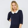 Robe bleu marine col claudine