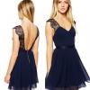 Robe bleu nuit dentelle