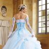 Robe de mariée bleu turquoise et blanc