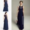 Robe longue bleu marine dentelle