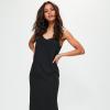 Robe longue fendue noir