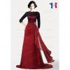 Robe longue rouge et noir