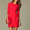 Robe rouge manches 3 4