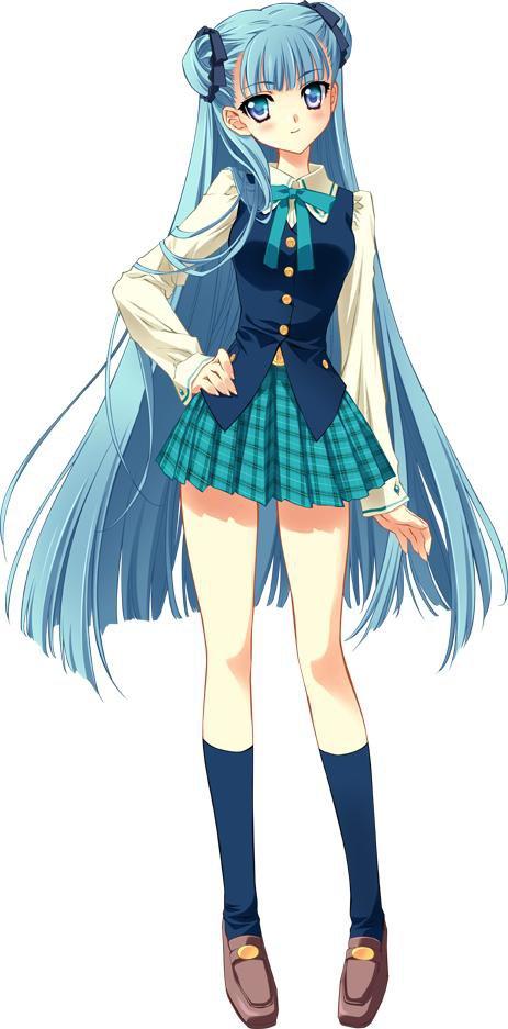 Fille manga cheveux bleu robe