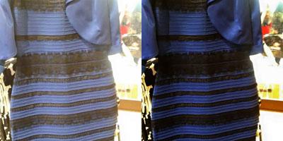 La robe est bleu et noir