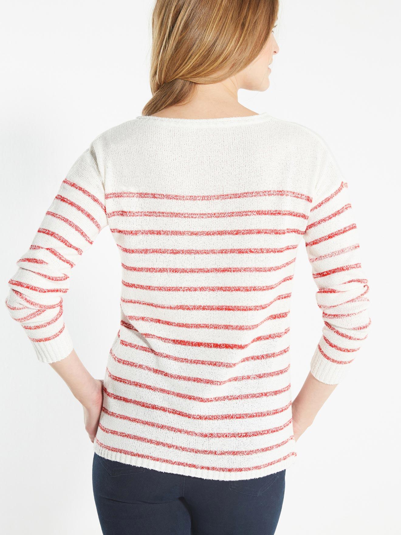 Pull rayé rouge et blanc