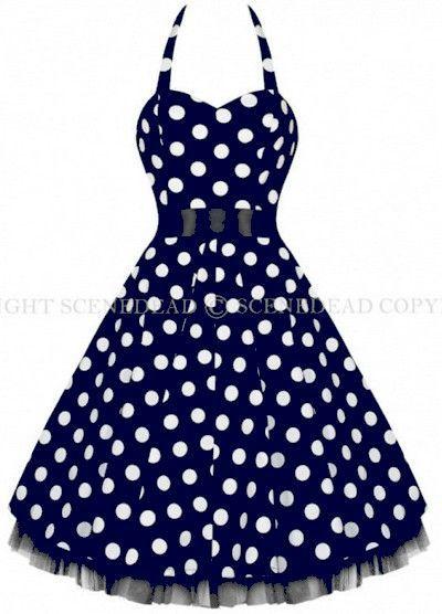 Robe a pois bleu marine et blanc