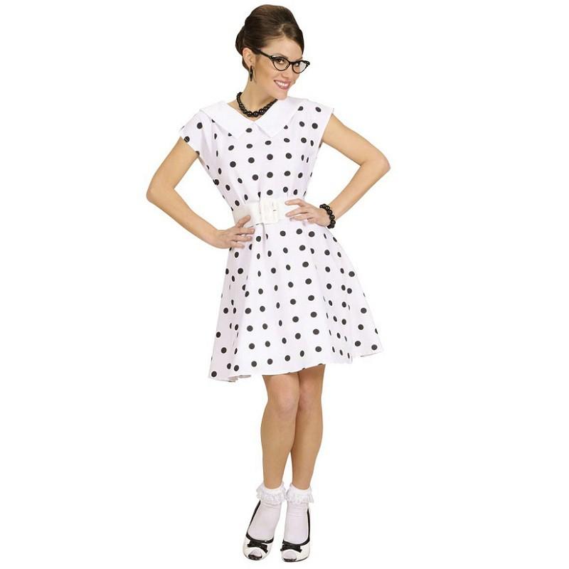 Robe blanche a pois noir