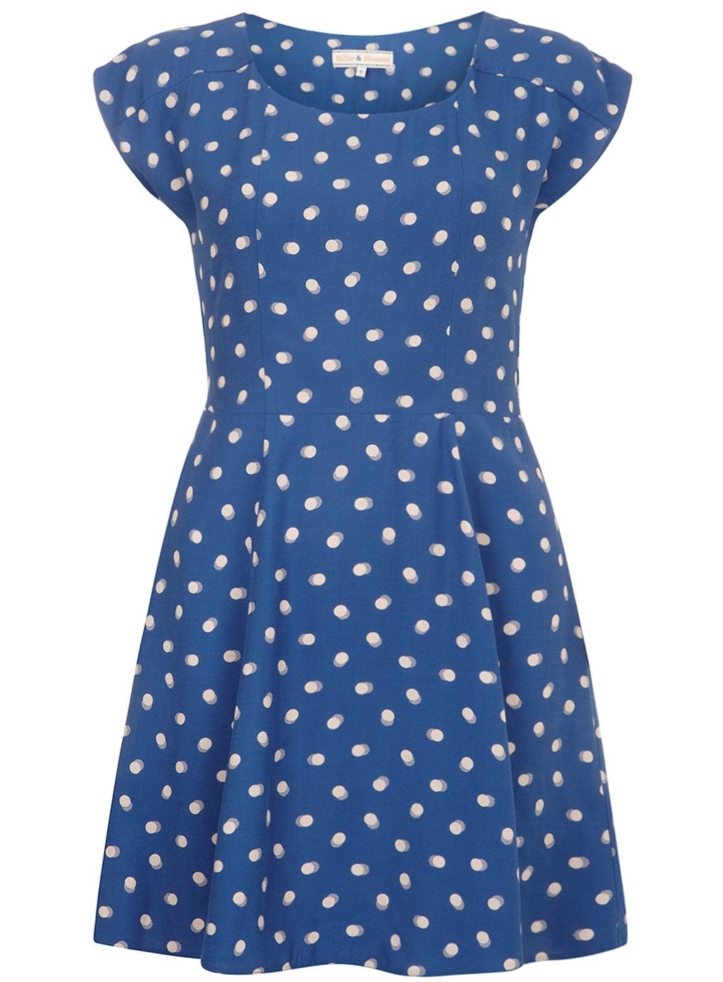 Robe bleu a pois blanc