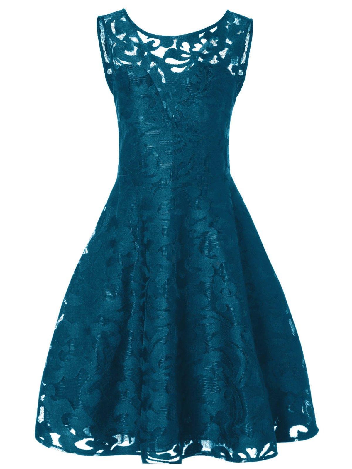 Robe bleu canard dentelle