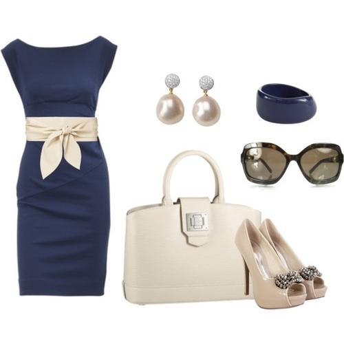 Robe bleu et beige