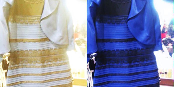 Robe bleu et noir ou blanc et dorée