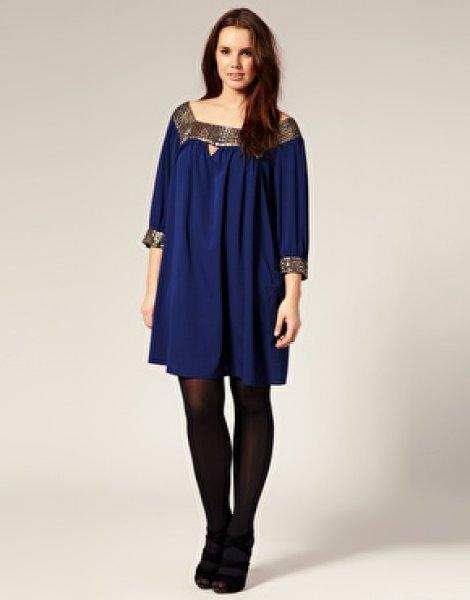 Robe bleu marine collant noir