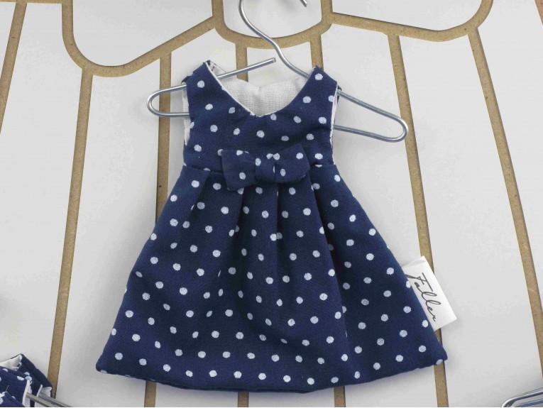 Robe bleu pois blanc