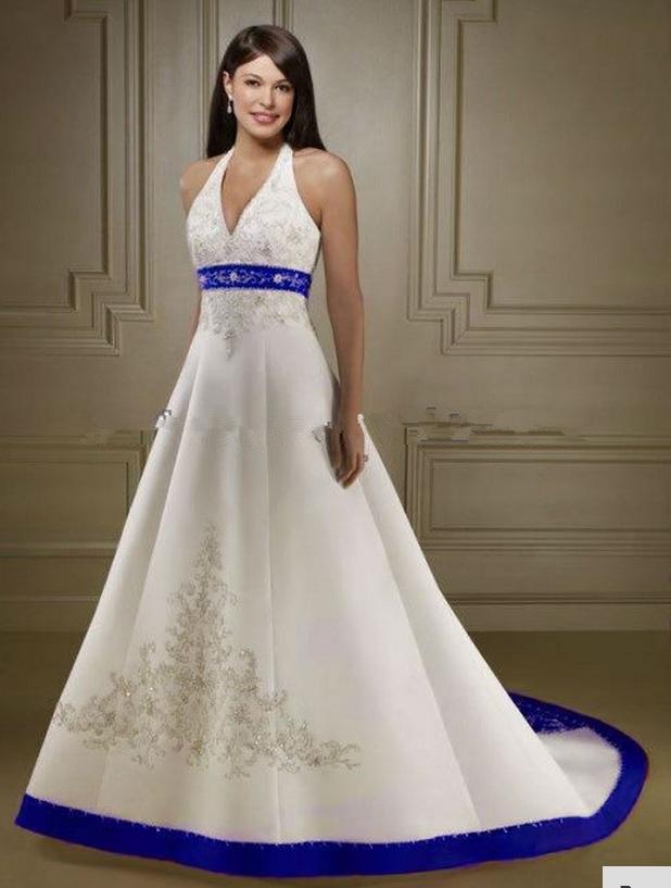 Robe bleu roi et blanc