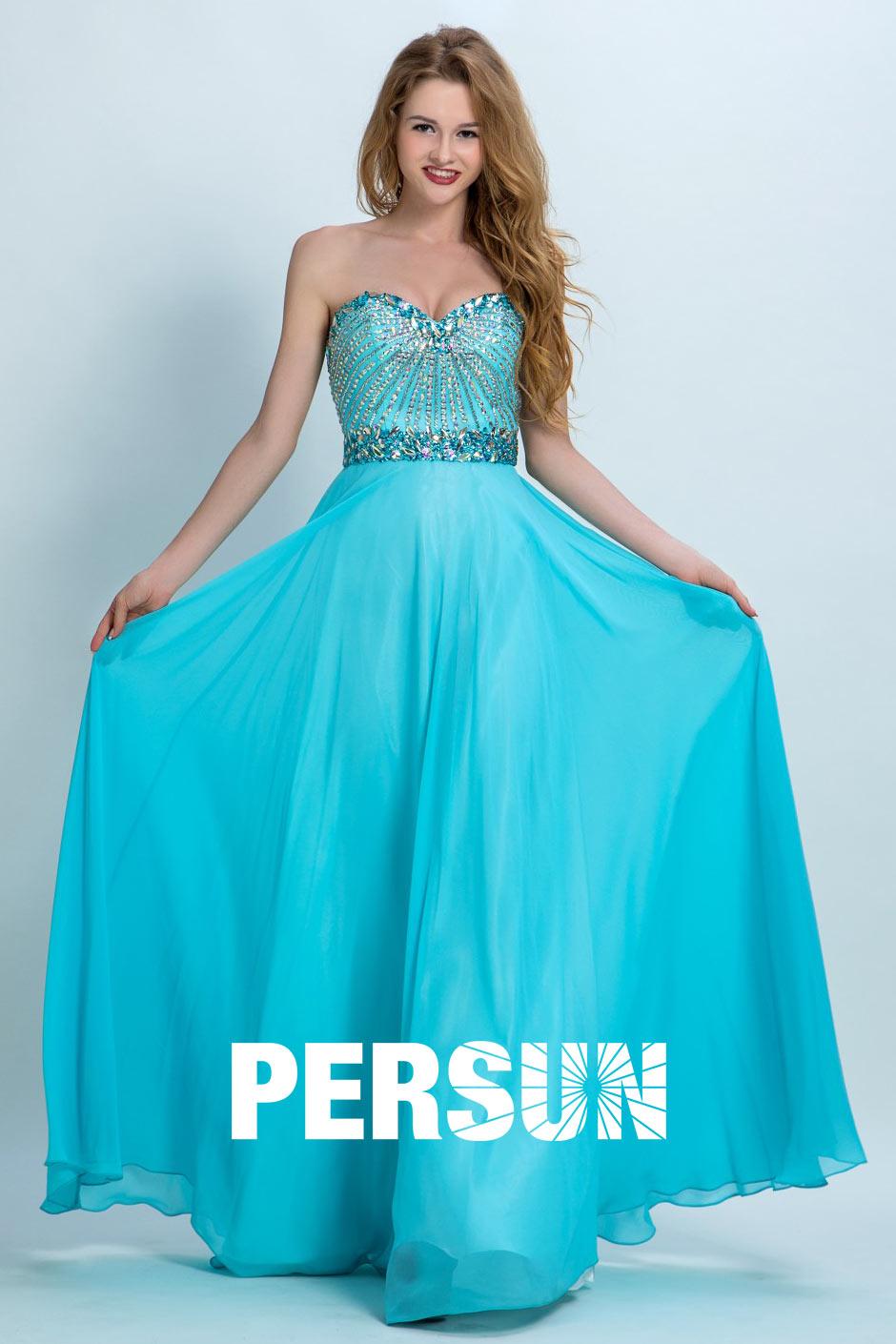 Robe bleu turquoise longue