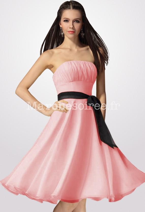 Robe bustier courte rose et noir