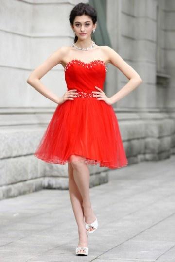 Robe bustier rouge courte