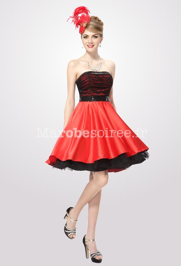 Robe bustier rouge et noir