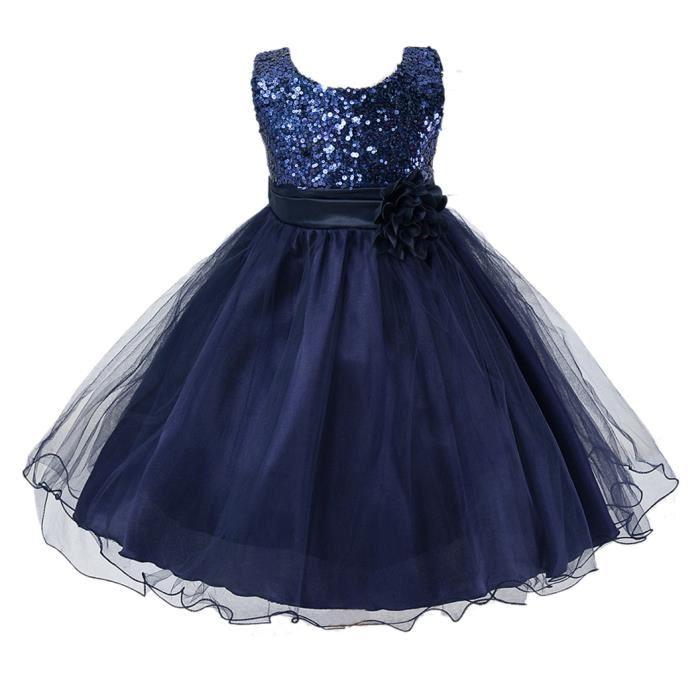 Robe ceremonie fille bleu marine