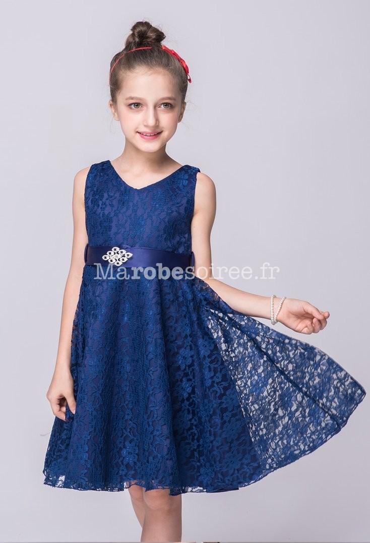 Robe ceremonie fille bleu marine