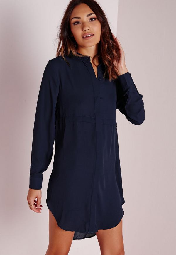 Robe chemise bleu marine