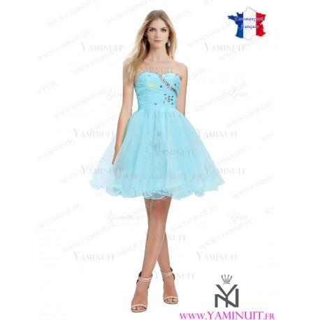 Robe cocktail bleu ciel