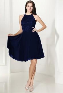 Robe cocktail bleu marine