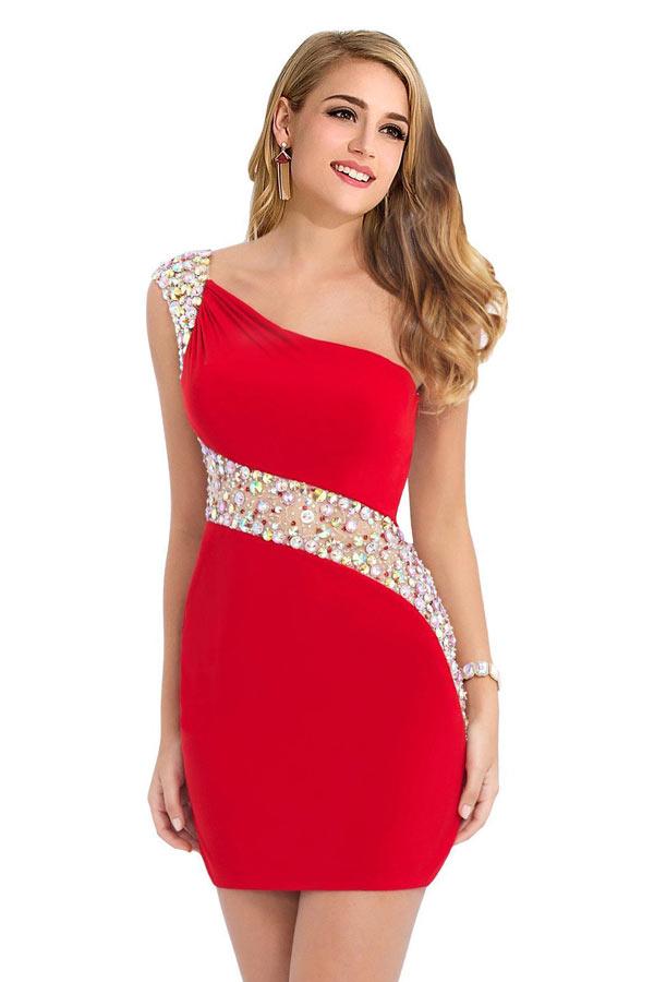 Robe cocktail courte rouge