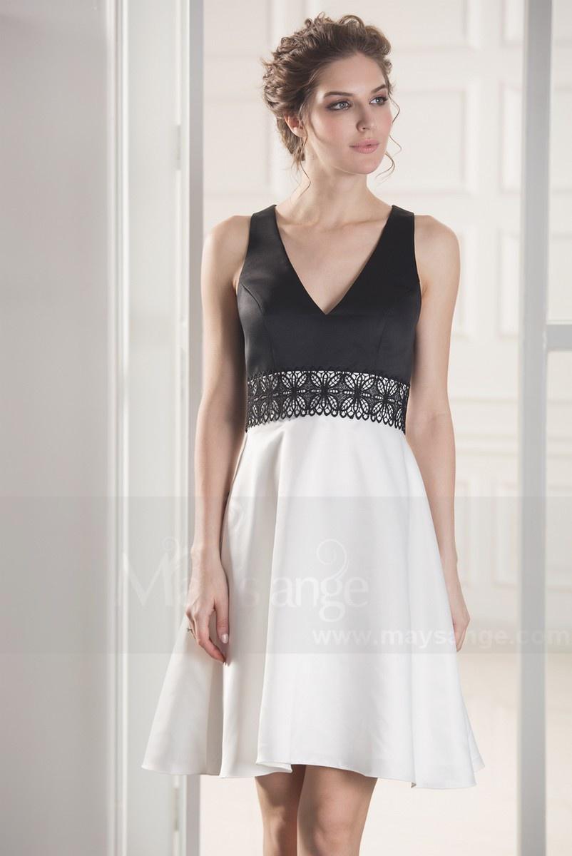 Robe cocktail mariage noir et blanc