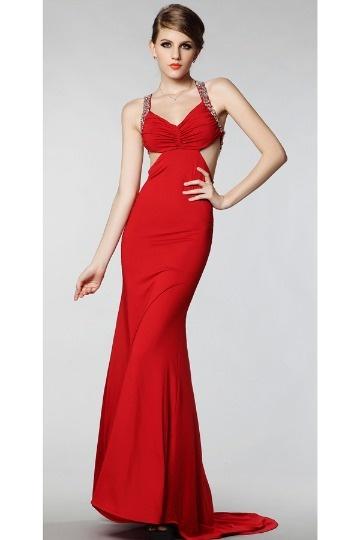 Robe cocktail rouge longue