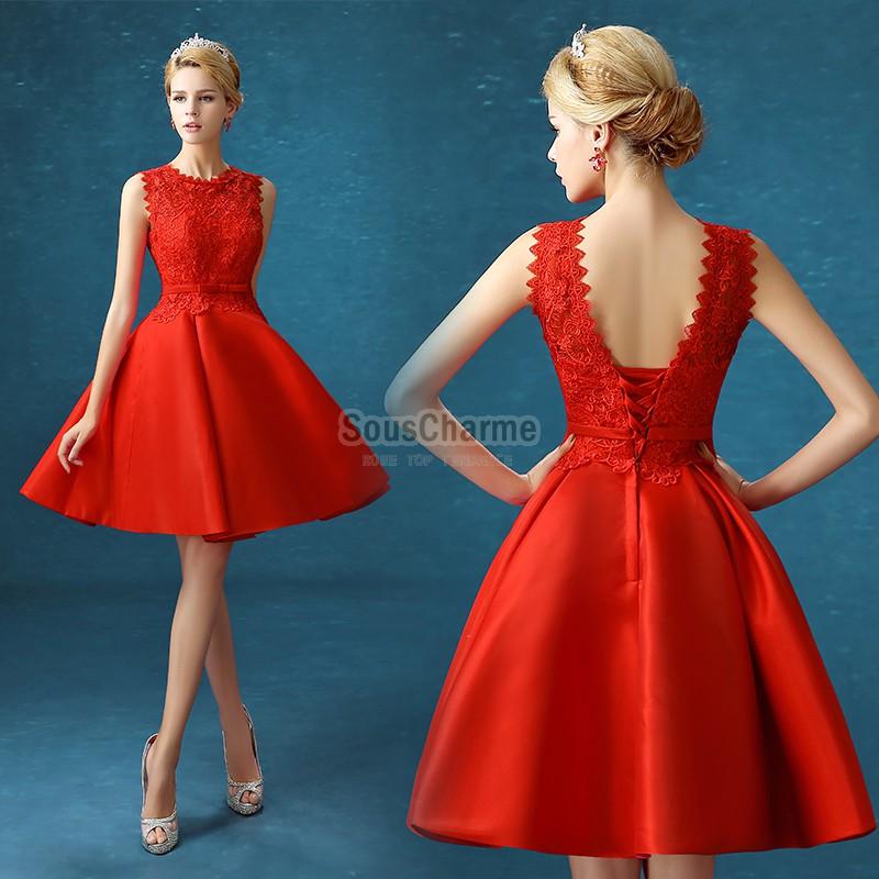 Robe cocktail rouge pas cher