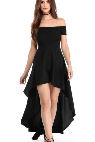 Robe courte devant longue derriere noir