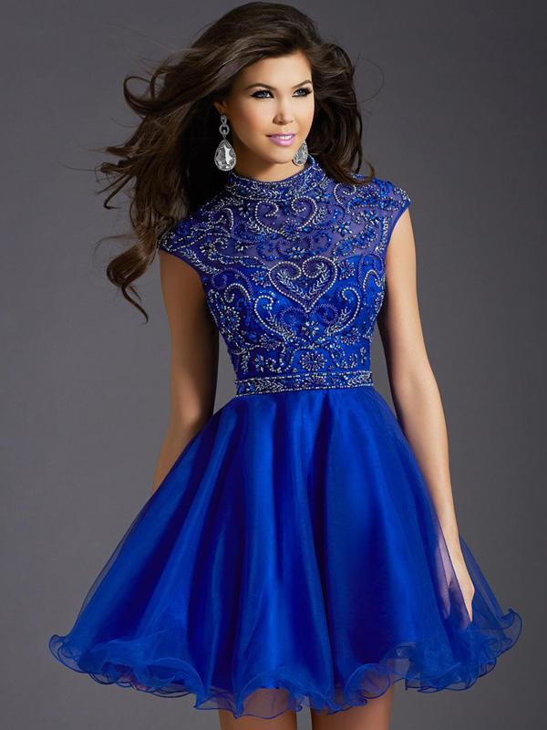 Robe de cocktail bleu royal