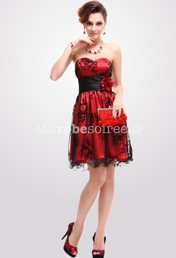 Robe de cocktail rouge et noir