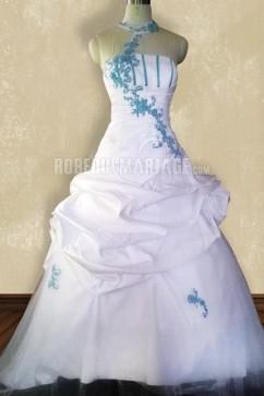 Robe de mariée bleu ciel et blanc