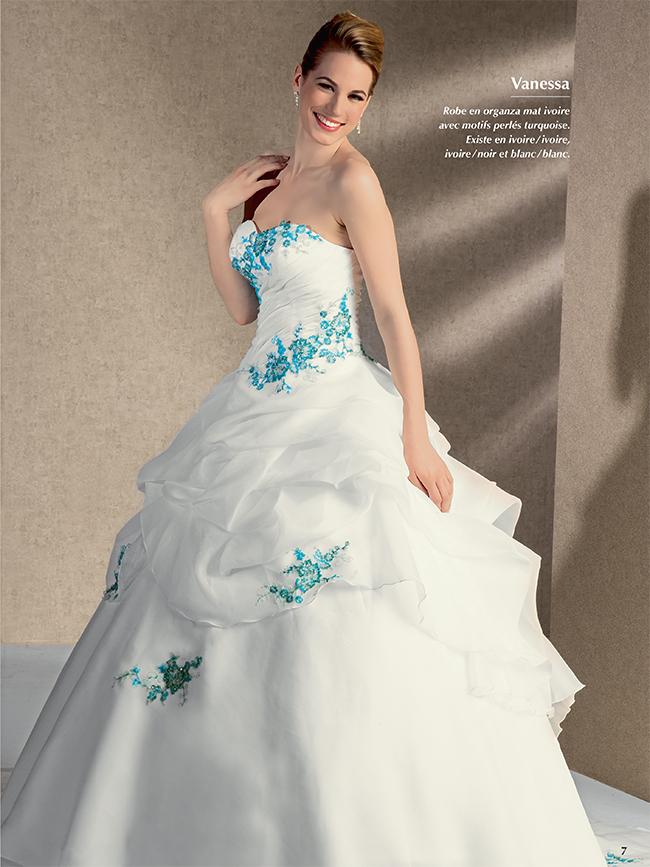 Robe de mariée bleu turquoise chocolat