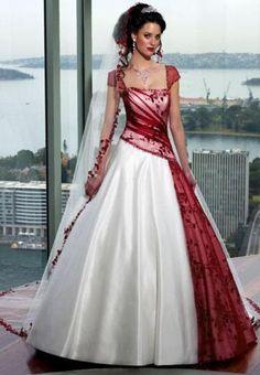 Robe de mariée rouge et blanc