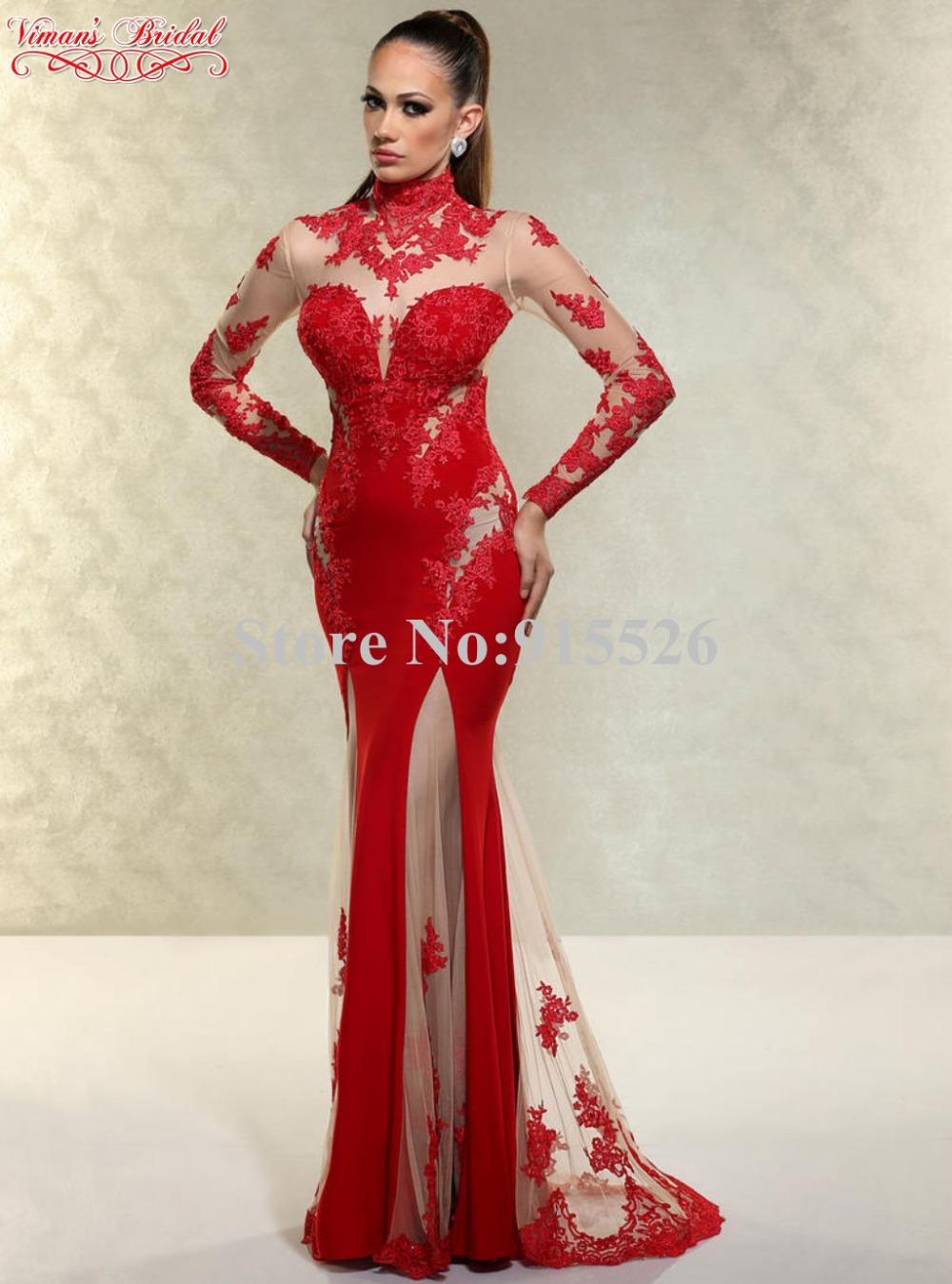 Robe de soirée 2015 dentelle rouge