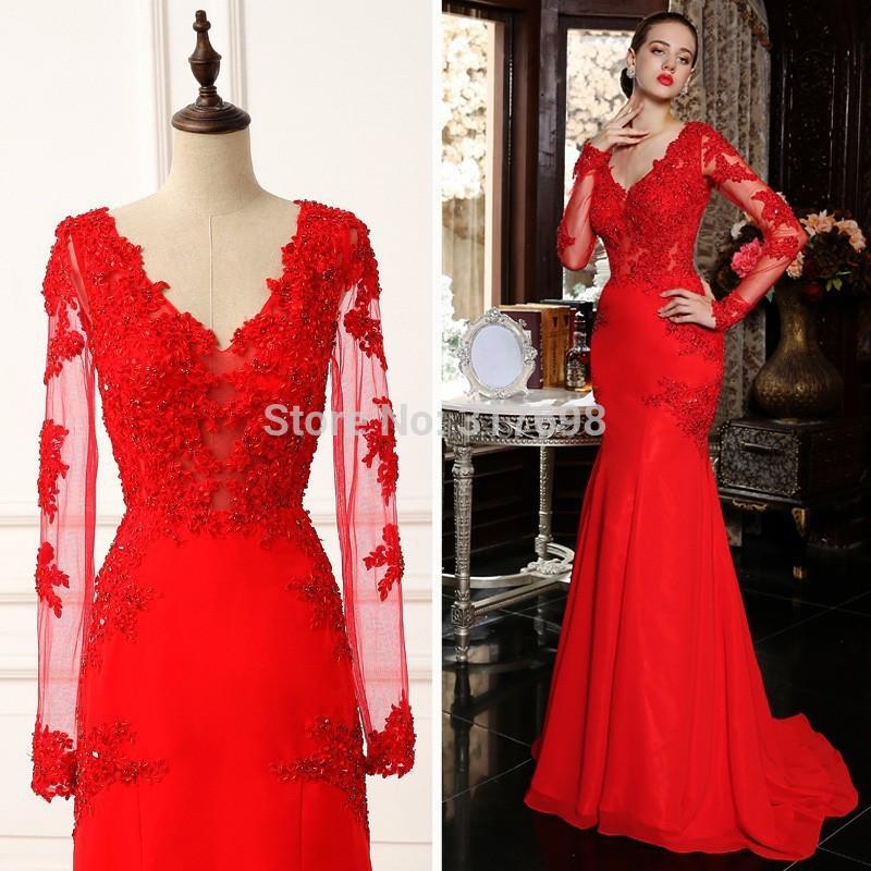 Robe de soirée 2015 dentelle rouge