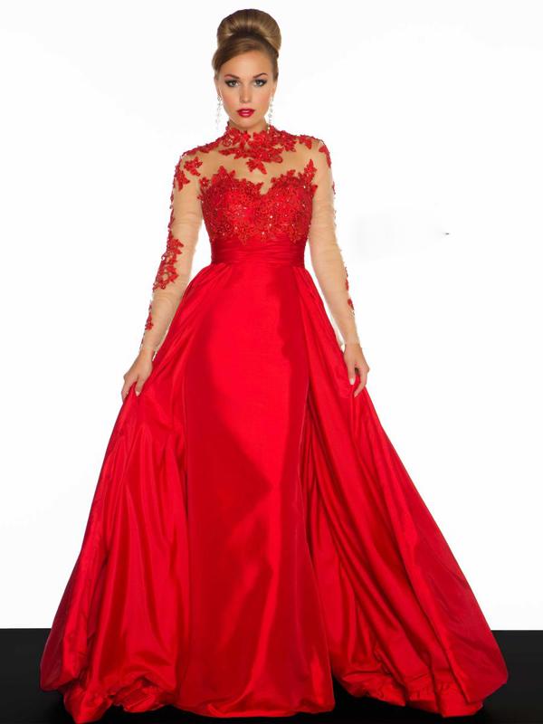 Robe de soirée 2015 dentelle rouge