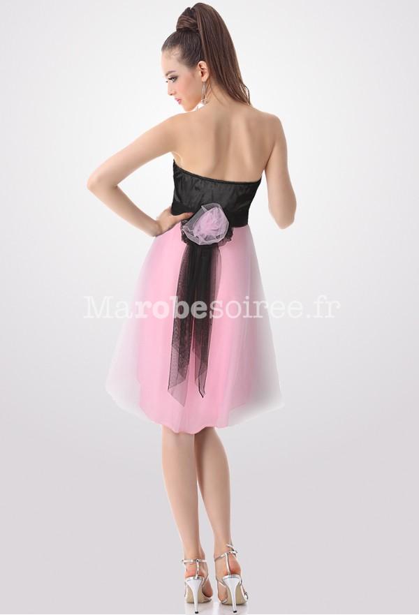 Robe de soirée courte noir et rose