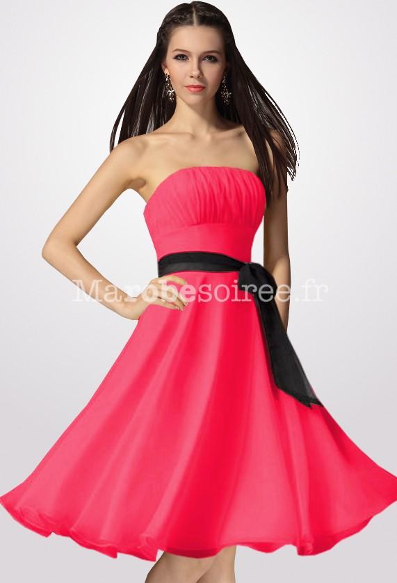 Robe de soirée fushia et noir