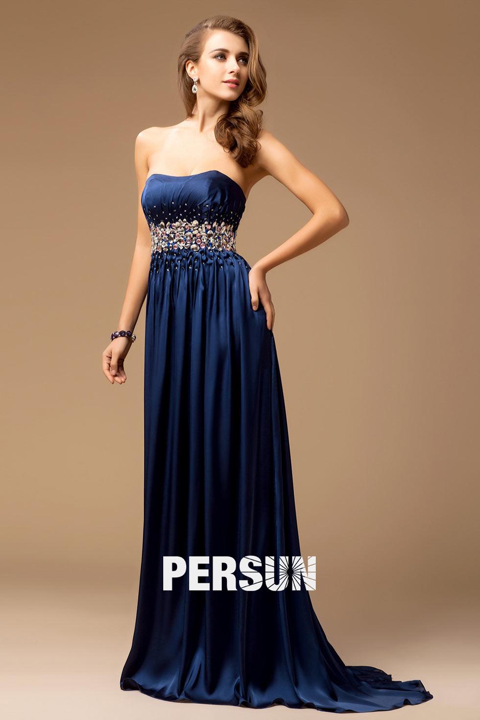 Robe de soirée longue bleu marine