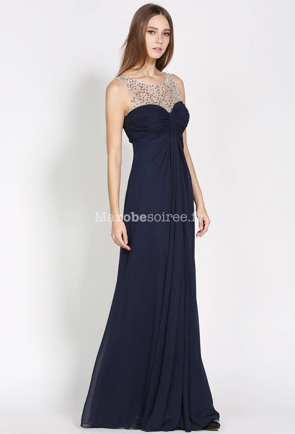 Robe de soirée longue bleu nuit