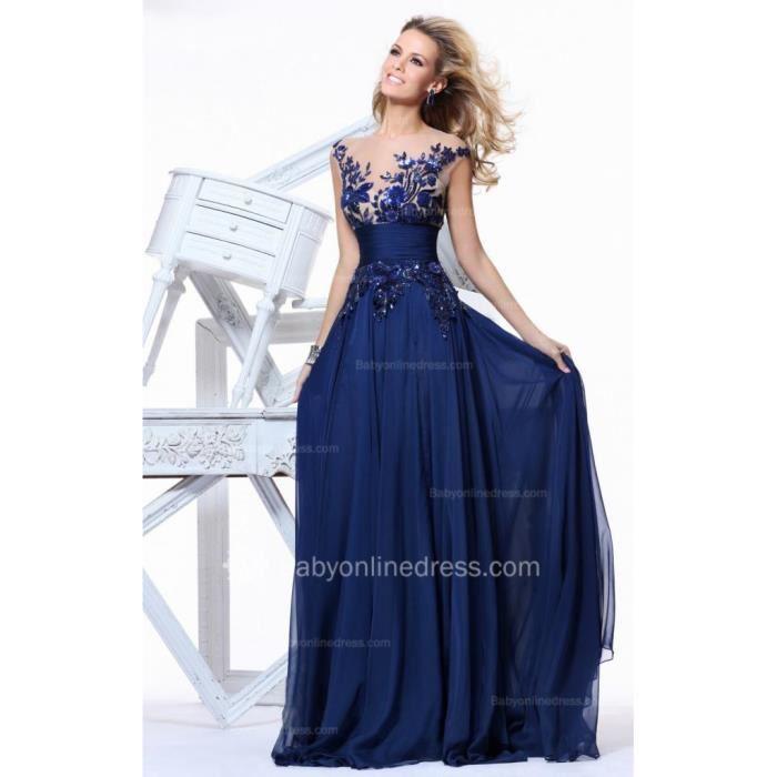 Robe de soirée longue bleu