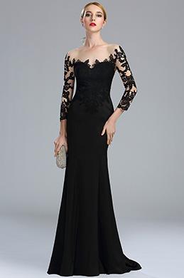 Robe de soirée longue dentelle noir