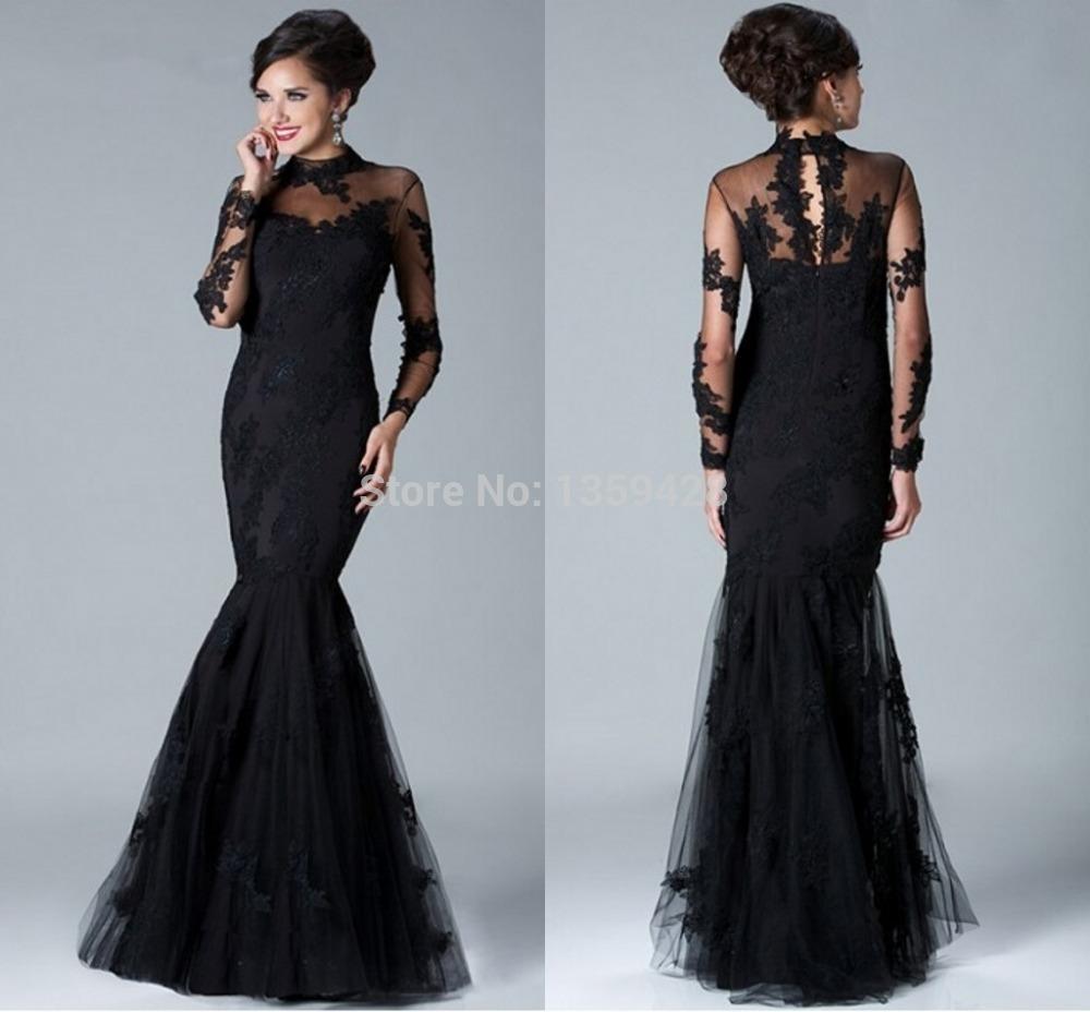 Robe de soirée longue dentelle noir