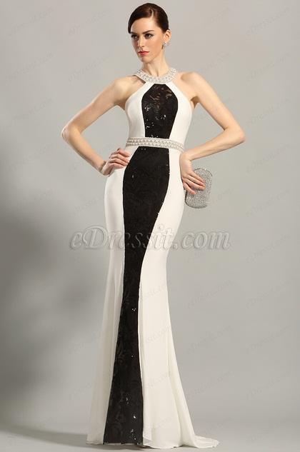 Robe de soirée noir et blanc