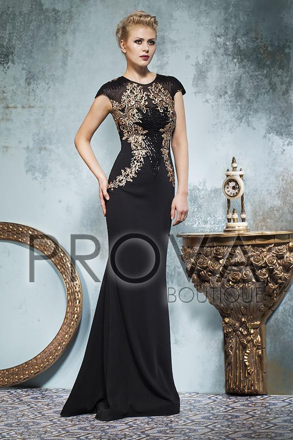 Robe de soirée noir et or